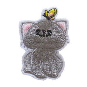 Patch kat met vlinder 3,5x5,2 cm