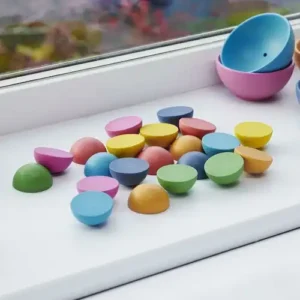 Houten halve bolllen regenboog - Tickit
