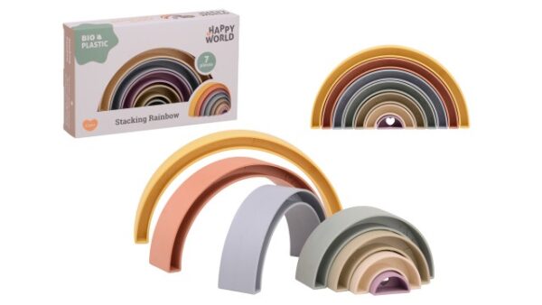 Bioplastic stapel regenboog 7 delig - Happy World