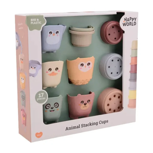 Bioplastic stapel emmers en bekers - Happy World