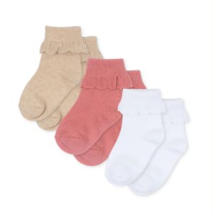 Konges Sløjd - 3 Pack Frill Socks - Sand/Optic White/Raspberry