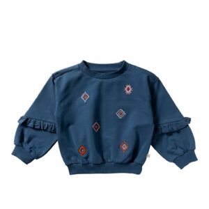 Your Wishes - Sleeve Ruffle Sweater  - Blue Wing Tale