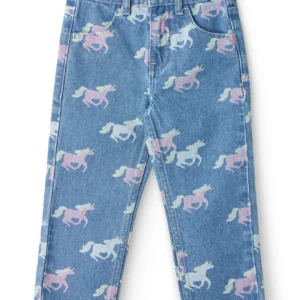 Copenhagen Colors - Jeans Unicorn Print - Indigo Blue Washed Unicorn