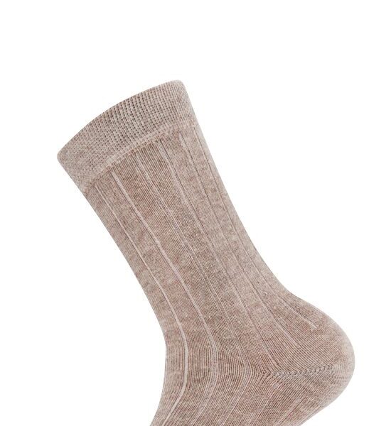 Ewers Rib sokken donkerbeige melange