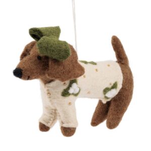 Sjaal met verhaal - Hanger Teckel XL Creme