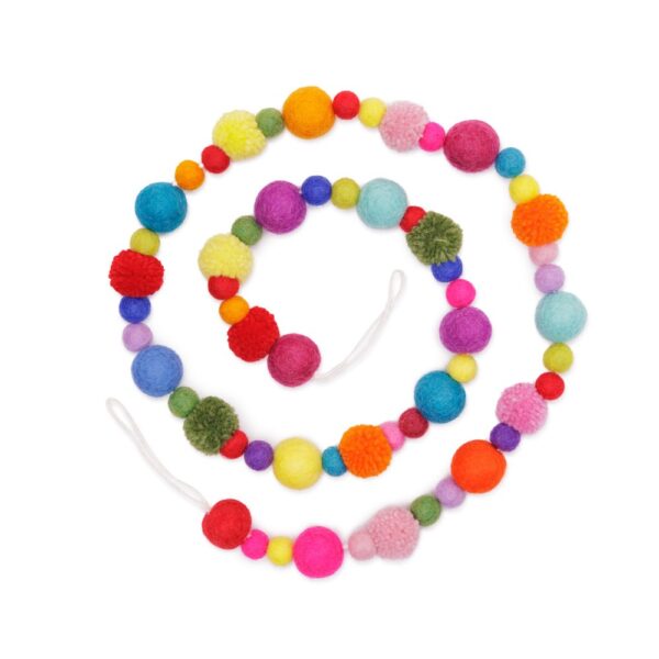 Sjaal met verhaal - Viltslinger Viltballetjes Pompoms Multicolor