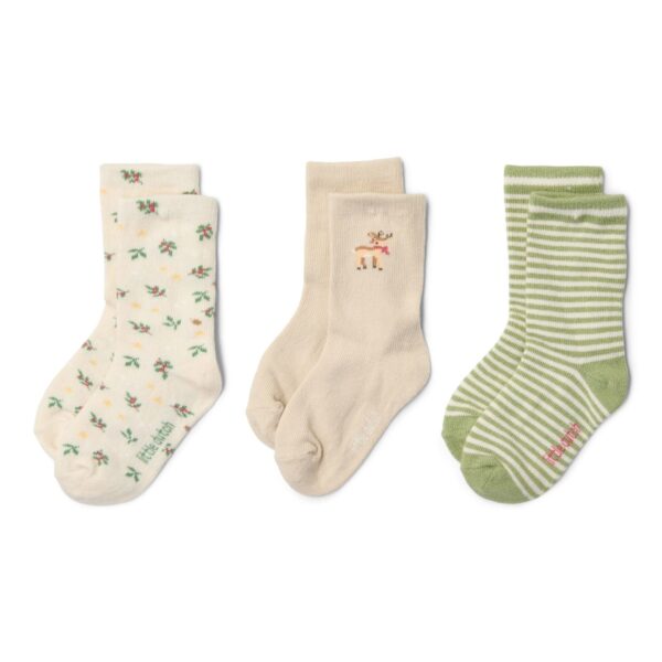Little Dutch - 3-pack kerst sokken – Beige