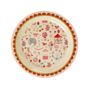 Rice - Melamine Kids Lunch Plate With Pink Fun Fair Print