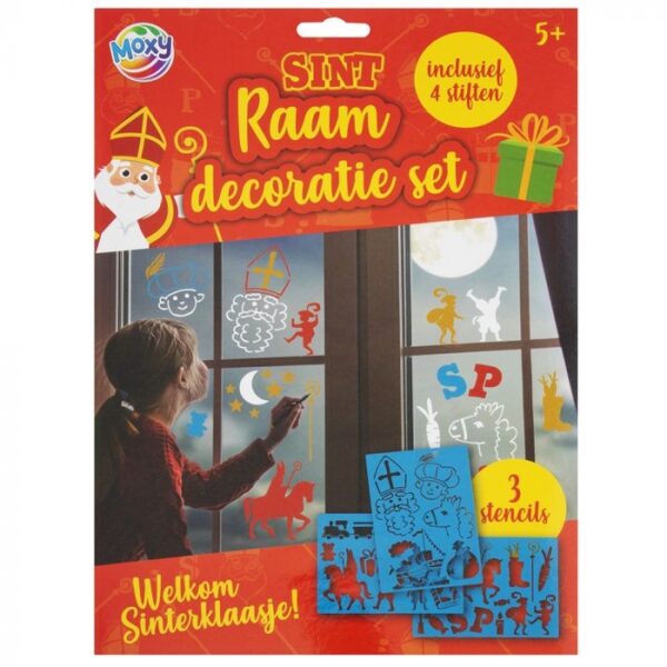 Sint Raamdecoratie Set Met 4 Stiften