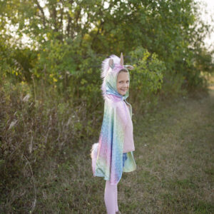 Great Pretenders - Reversible Unicorn and Dragon Cape, Rainbow, SIZE US 5-6