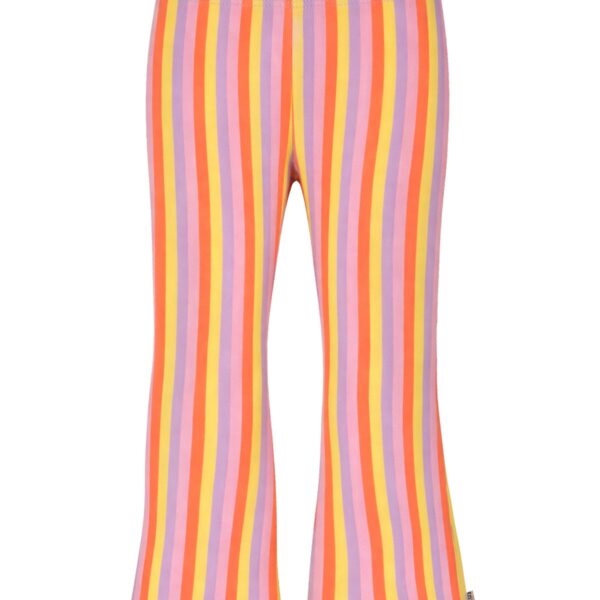 Kleurrijke flared broek met verticale strepen in roze, oranje, geel en paars tinten