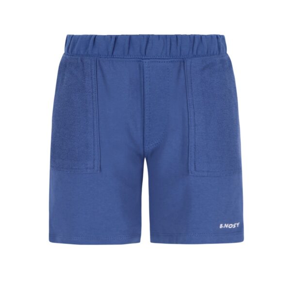 Blauwe kinder sportshort met elastische tailleband en zakken van het merk B.NOSY