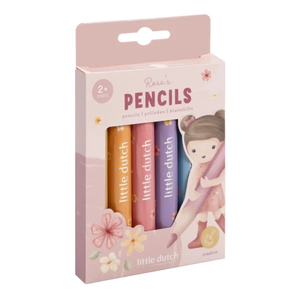 Little Dutch Rosa's Pencils kleurpotloden set met drie pastelkleurige potloden voor kinderen vanaf 2 jaar