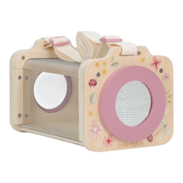 Houten speelgoed camera Little Dutch met roze lens en bloemenmotief voor kinderen