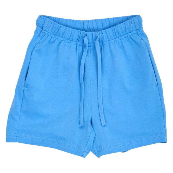 Lichtblauwe kinder sweatshort met elastische tailleband en trekkoord