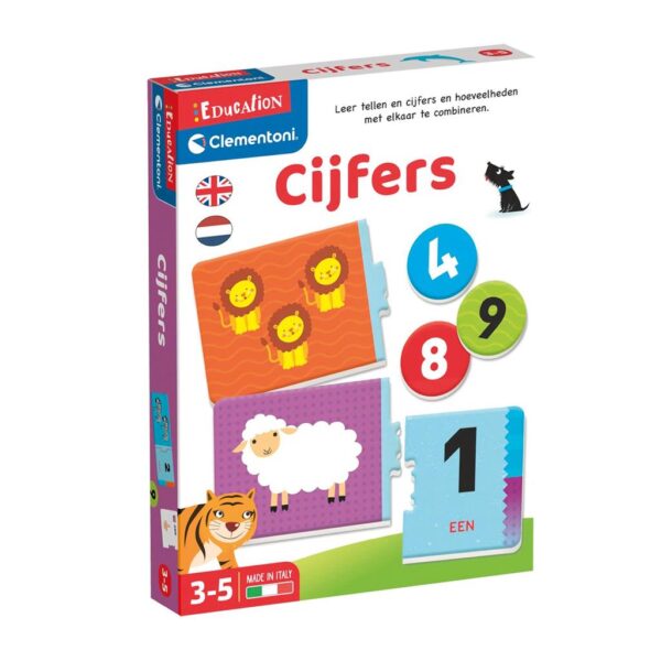 Clementoni educatief leerspel cijfers voor kinderen 3-5 jaar met puzzelkaarten en dieren