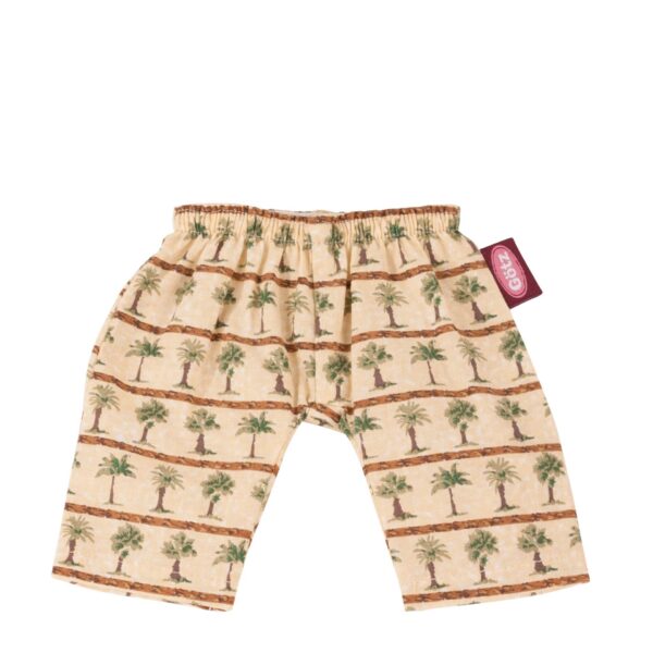 Kinderbroek met palmbomenprint in beige en bruine tinten met elastische tailleband