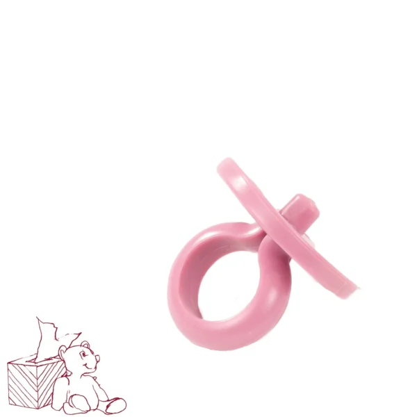 Roze fopspeen met ronde ring en speen op witte achtergrond