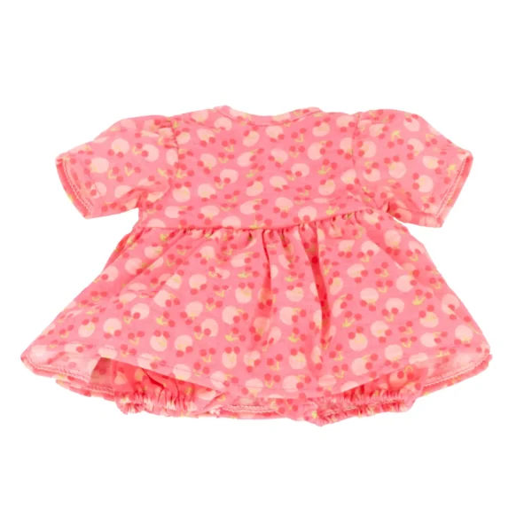 Roze poppenjurkje met bloemenprint en bijpassende broek voor speelgoedpop