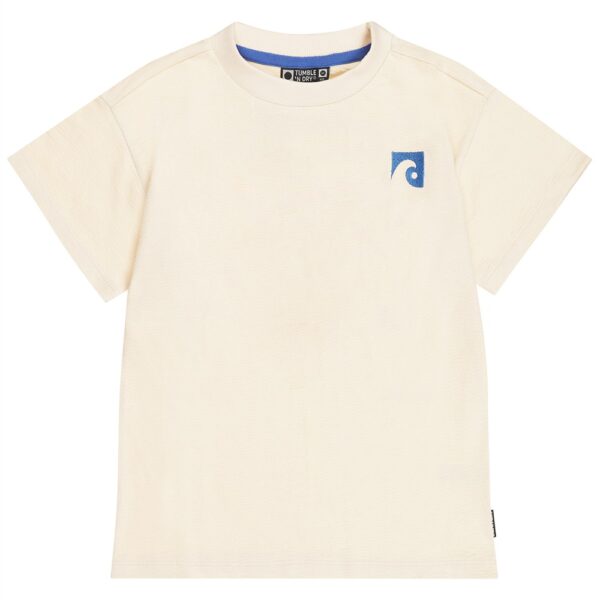 Crèmekleurig kinder T-shirt met blauw golflogo van Tumble 'n Dry op de borst