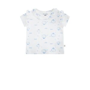 Petit Maison - Kayak Tshirt S/Sl With Ruffle Detail At Neck - Aop Blue Shell