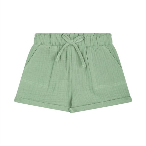 Mintgroene kinderbroek met elastische tailleband en strikkoord voor meisjes en jongens