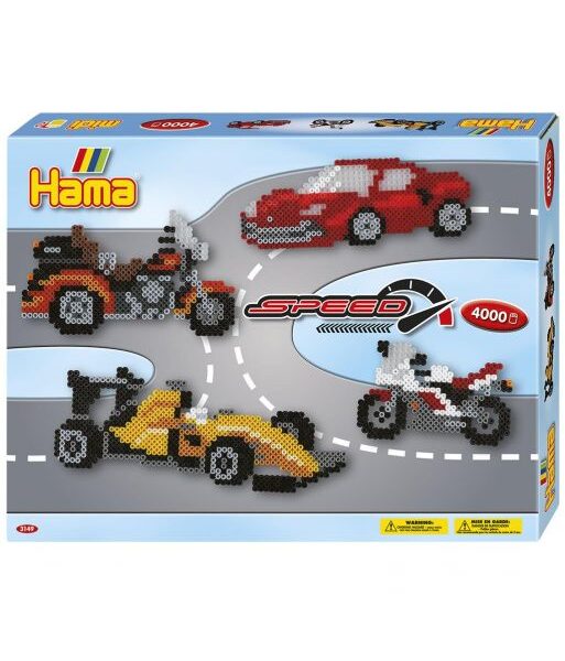 Hama strijkkralen set Speed met racewagen, motor, Formule 1 auto en vrachtwagen, 4000 kralen