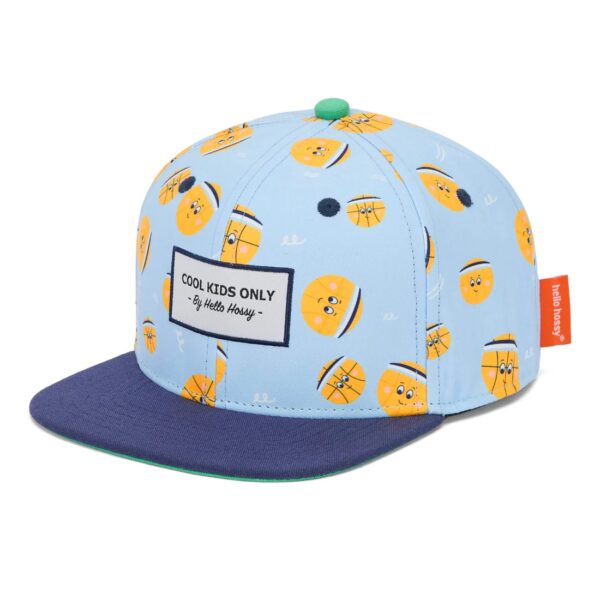 Kinderpet met basketbal emoticons patroon en Cool Kids Only badge van Hello Hossy