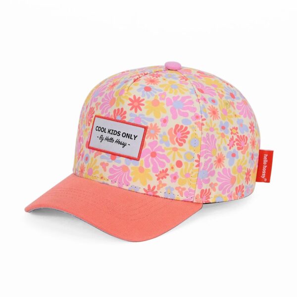 Kinderen baseball cap met kleurrijk bloemenpatroon en Cool Kids Only patch van Hello Hossy