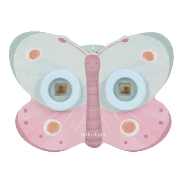 Houten vlinder muziekdoosje in pastelkleuren roze en mintgroen van Little Dutch voor baby's
