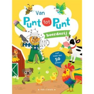 Punt tot punt boerderij tekenboek met vogelverschrikker, boerderijdieren en bij, meer dan 50 tekeningen