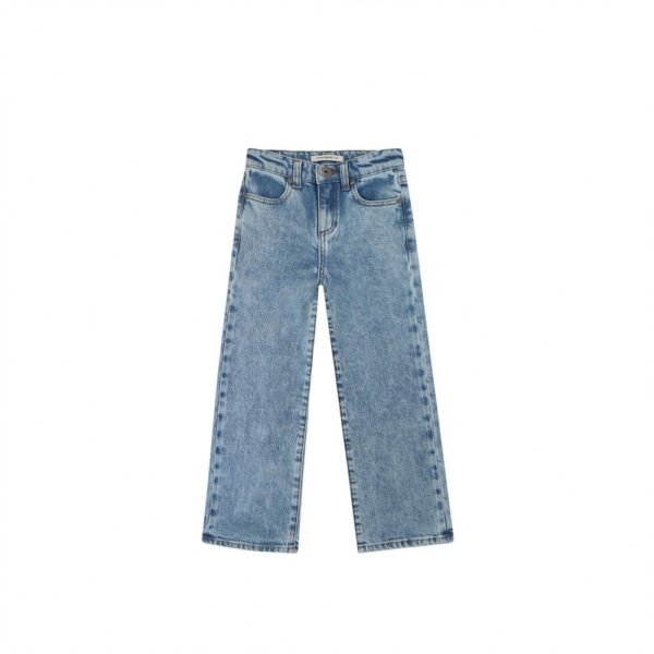 Lichtblauwe wide leg jeans voor kinderen met rechte pijpen en stonewashed effect