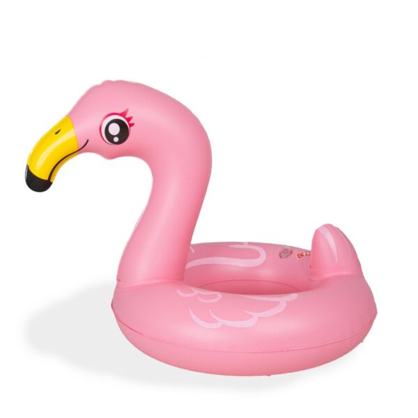 Roze opblaasbare flamingo zwemband met gele snavel voor kinderen