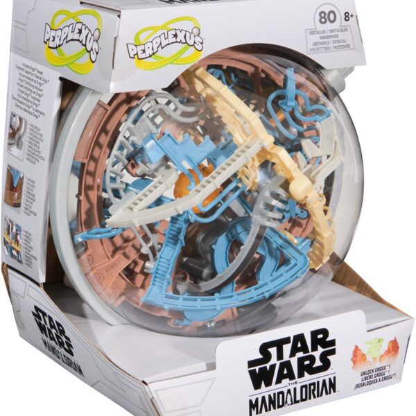 Perplexus 3D doolhofbal met Star Wars The Mandalorian thema, 80 obstakels in doorzichtige bol