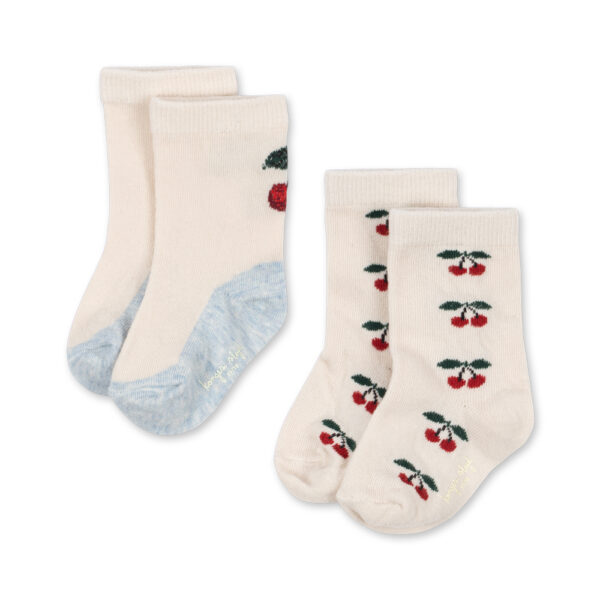 Konges Slojd - 2 Pack Jacquard Cherry Socks - Cherry Mix